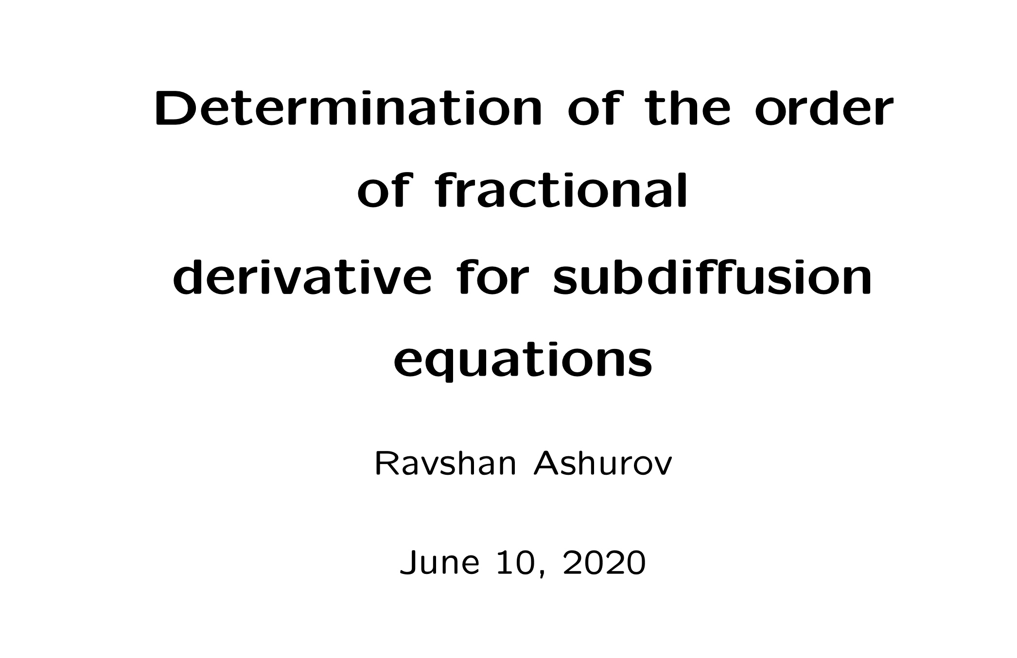 Ashurov Inverse problem